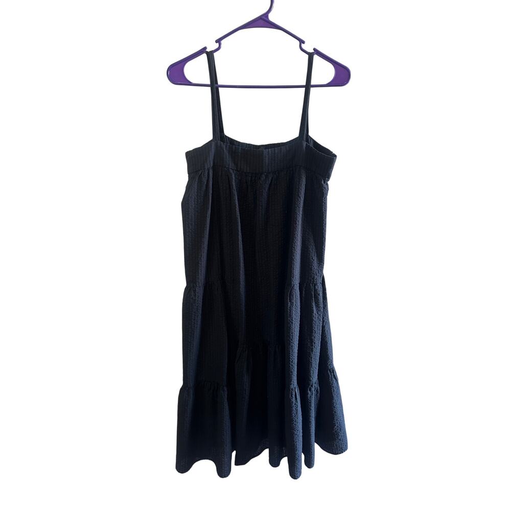 Jenni Kayne Seersucker Summer Dress Black Sz XS Cotton Rayon Black GREAT! - Picture 3 of 10